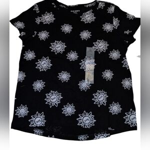 NWT Old Navy Black Sunflower Print Women's Top